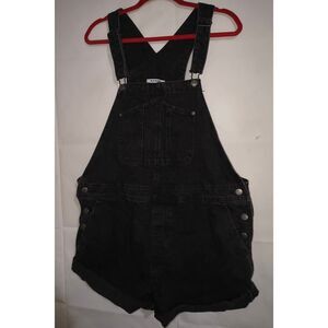 Old Navy Womens Shortall Overalls XL Black Slouchy Washed Coal Denim Country Far